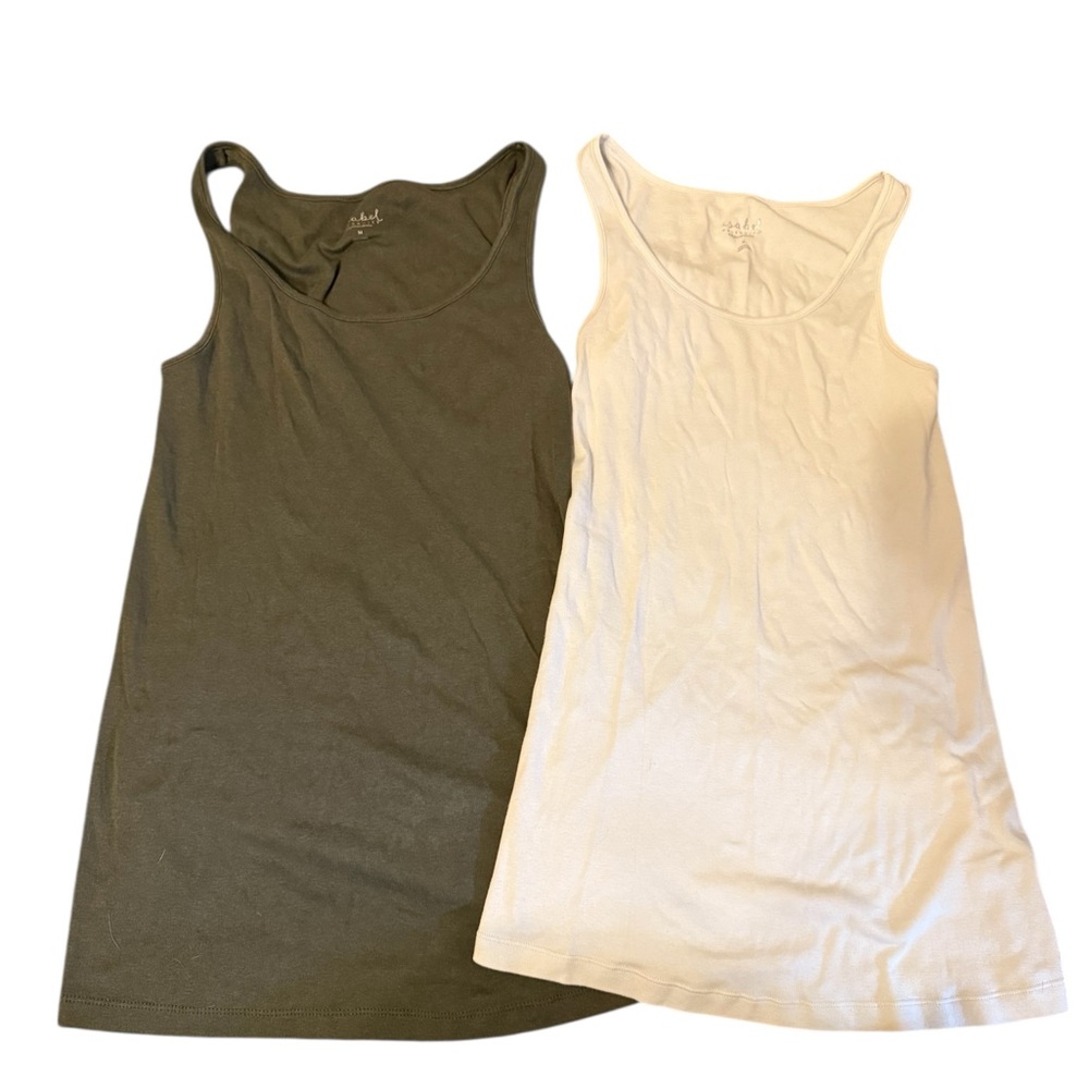 Set of Two Maternity Tank Tops in Olive and White